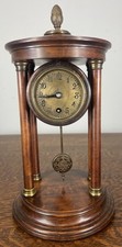 Clock Vintage French Style Oak Column Mantel Clock Pendulum LOT 4762