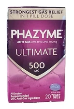 ULTIMATE, Anti-Gas Simethicone, 500 MG, 20 Fast Gels • 1 PILL DOSE • EXP : 09/26