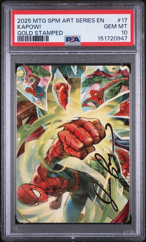 2025 MTG MARVEL'S SPIDER-MAN ART SERIES GOLD STAMPED #17 KAPOW! PSA 10
