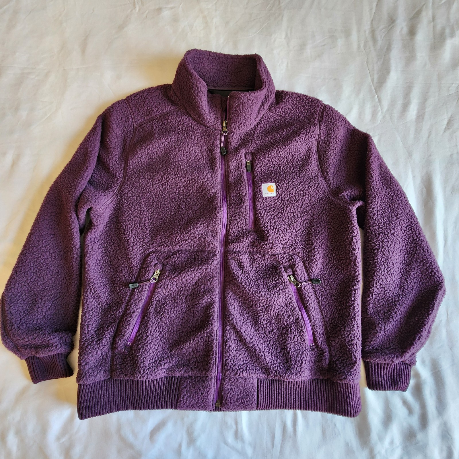 Carhartt Jacket Womens Relaxed Purple Sherpa Fleece Fit Full Zip 103913 Large