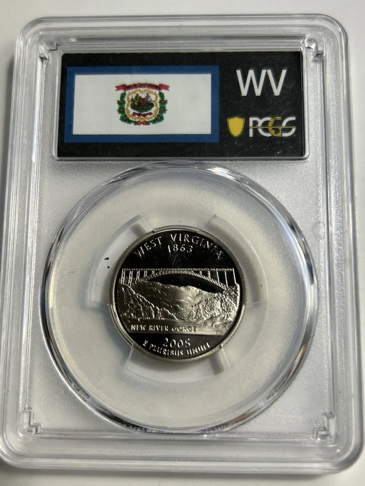 2005-S  Silver Washington Quarter - West Virginia - PCGS  PR69DCAM - Flag Series - Image 2 of 4