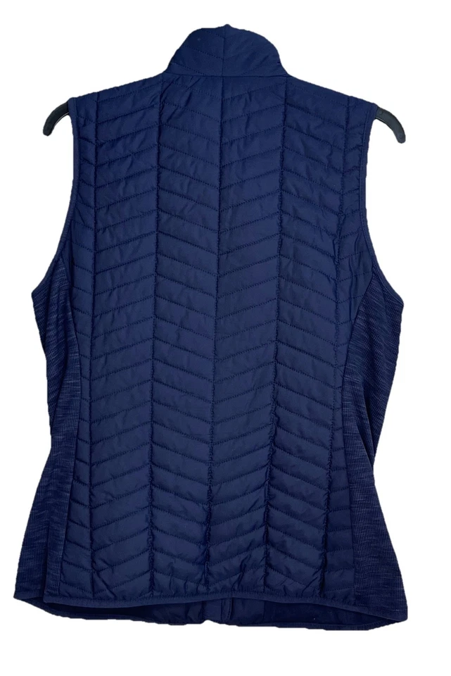 T BY Talbots Mujer Pequeño S Algodón Forrado Aislado Frontal Cremallera Acolchado Chaleco Azul Foto 3 de 4