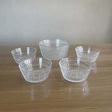5 Schalen - 4 x Dessertschälchen + Schüssel Klein - Rörstrand Glasserie Tauperle