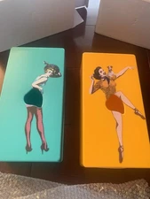 TISSUE BOX HOLDER VINTAGE LADY DRESS POP ART. SET OF 2