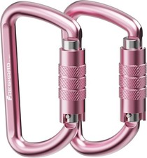 3inch 12kN-2698lbs Auto Locking Carabiner Clips, Solid D Shape, Heavy Duty