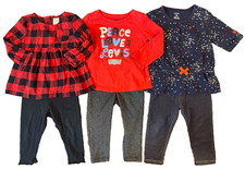Toddler Baby Girl 12 Months Long Sleeved Shirts Pants Jeans Leggings Lot Peace