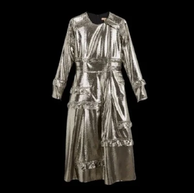 burberry silver dress Burberry Silver Long Sleeve Dress With Stitch Detail