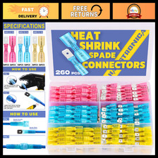 260PCS Heat Shrink Spade Connectors - Quick Disconnect Terminals for Automotive,
