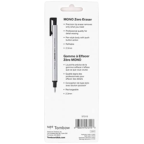 Tombow 57315 Mono Zero Eraser And Refill Value Pack, Round 2.3Mm. Prec