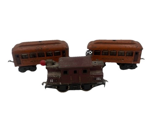 O-Gauge Pre-War Tinplate Lionel Train Set 603 Pullman, 604 Observation, & Boxcar