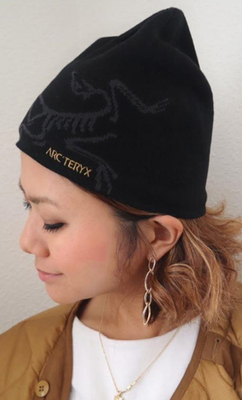 Arc'teryx Beanie Winter Hat Merino Wool Black Grey Bird Head Logo
