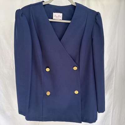 Vintage Berg Ray Frocks Double Breasted Blazer Women s 14 & 1/2 Navy ILGWU USA