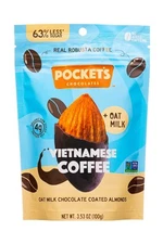 Pocket's 3.53oz VIETNAMESE COFFEE Oat Milk Chocolate Coated Almonds *BB 12/2025*