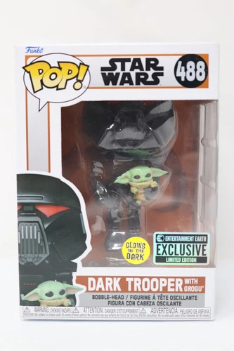 Funko Pop! Star Wars: Dark Trooper with Grogu Glow-in-the-Dark EE Exclusive #488