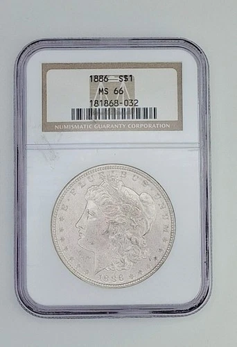 New Listing1886 $1 Morgan Silver Dollar - MS 66, NGC Brillant Beautiful Coin