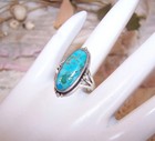 NAVAJO Native American Vintage Sterling Silver Turquoise Ring - Size 6.75 — photo 2