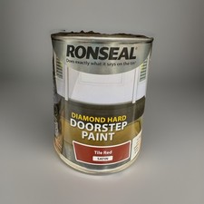 Ronseal Diamond Hard Doorstep Paint Red Satin 750ml | Durable Outdoor Step Paint