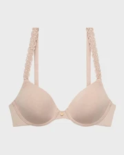 Natori Pure Luxe Custom Coverage Contour Underwire Bra - Café - 32DD