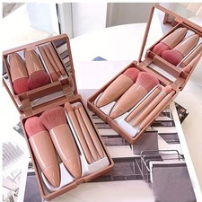 Premium Quality 5-Piece Portable Makeup Brush Set with Mirror Foldable Mini Tr