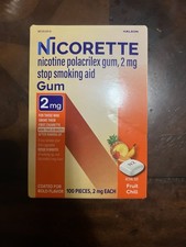 New Nicorette Fruit Chill Nicotine Gum 2mg - 100 Count Exp 08/2028 -Stop Smoking