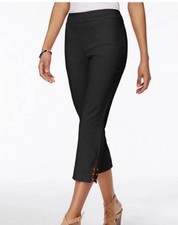 JM Collection Pull On Capri Pants Black Lattice And Studs Size Petite Small PS