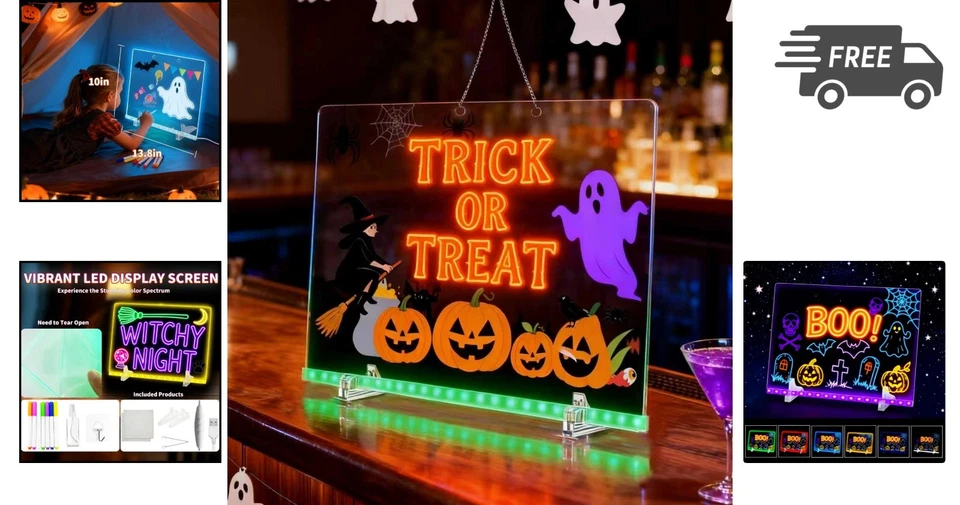 LED Note Board With 7 Colors Dry Erase Light Up Large Acrylic Kids Gift - Image 2 of 4