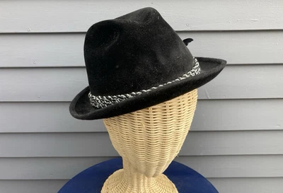 Vintage mens Stetson hat Sovereign felt fedora black cord feather sz 6 7/8 - Image 1 of 4