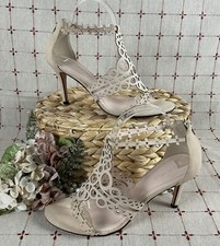 BHLDN Klub Nico “Antonia” Ivory Circular Laser Cutout Wedding Heels Shoes Sz 9