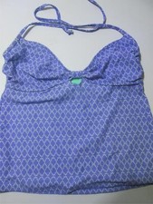 Old Navy Womens Size L Tankini Blue Wireless Unlined Halter Swimwear Beachwear