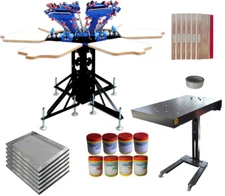 General 6 Color Screen Printing KIT with Flash Dryer&Ink&Net Frame Pressing