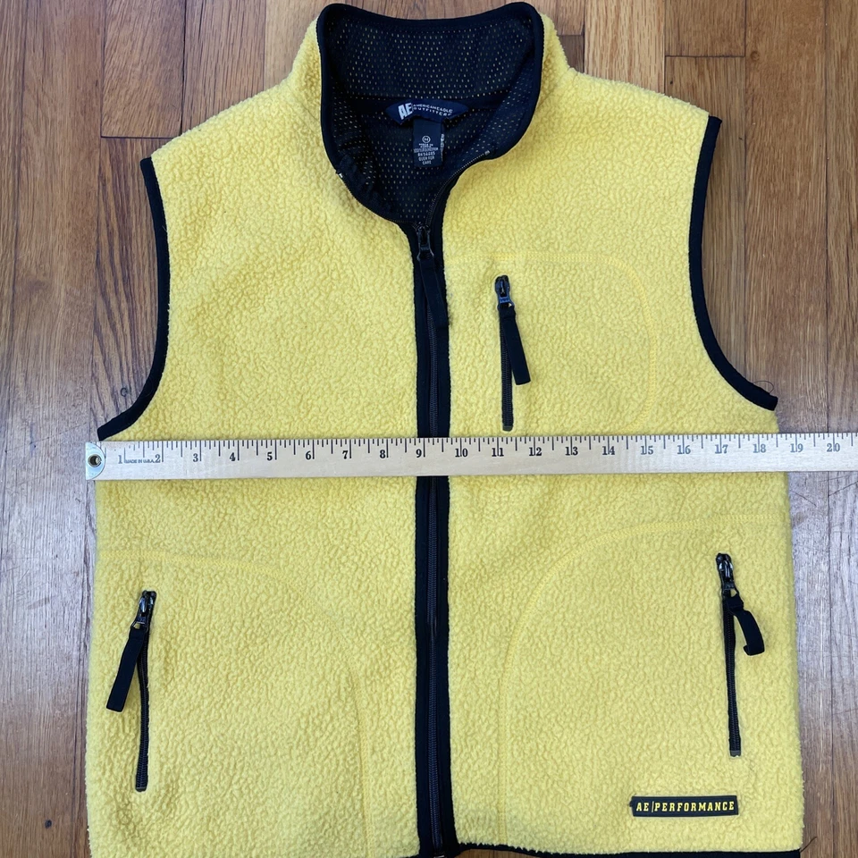 Chaleco polar vintage años 90 AE Performance para hombre M cremallera completa caminata campamento amarillo Foto 4 de 4