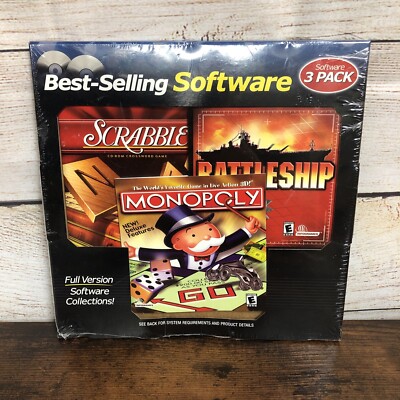 Scrabble Monopoly & Battleship PC-CDROM Infogrames PC Game Lot New Sealed