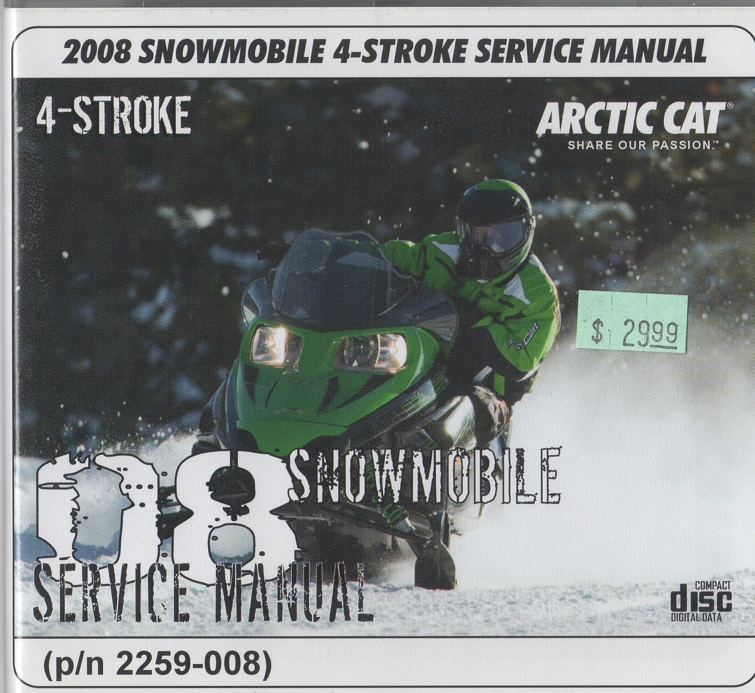 2008 ARCTIC CAT SNOWMOBILE 4-STROKE SERVICE MANUAL CD P/N 2259-008 (064) |  eBay