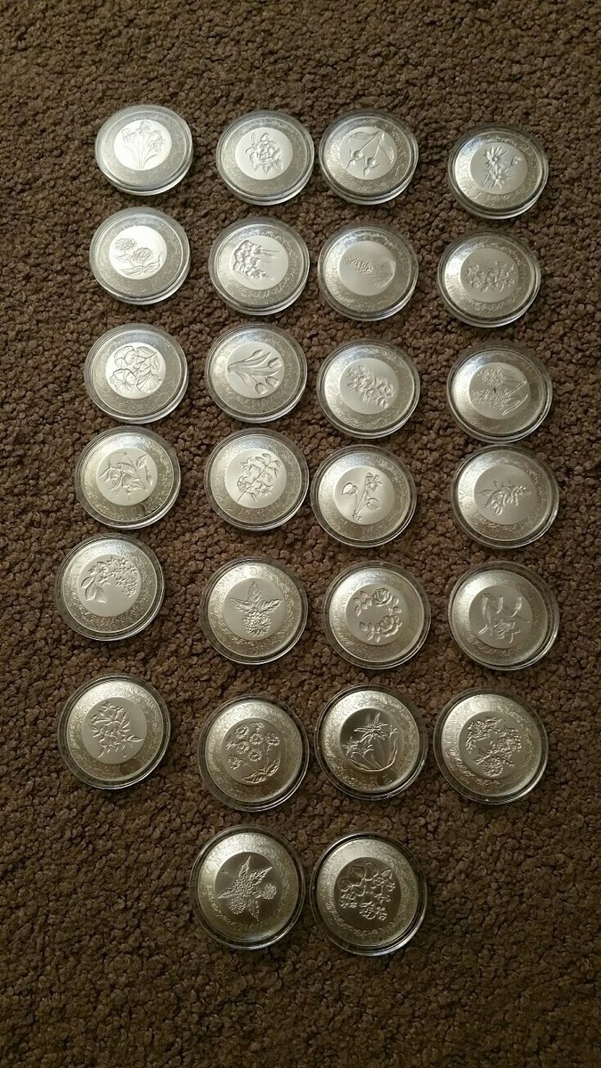 Franklin Mint Floral Alphabet Sterling Silver Miniature Plates | eBay