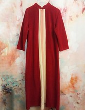 Vintage 70's 80's Burgundy/Red Zipper Velour Housecoat Robe M 