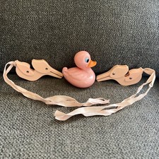 Vintage Baby Rattle Duck  2 Baby Diaper Clips Open/close Mouth Pincher Toy