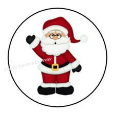 30 SANTA WAVING CHRISTMAS ENVELOPE SEALS LABELS STICKERS PARTY FAVORS 1.5" ROUND