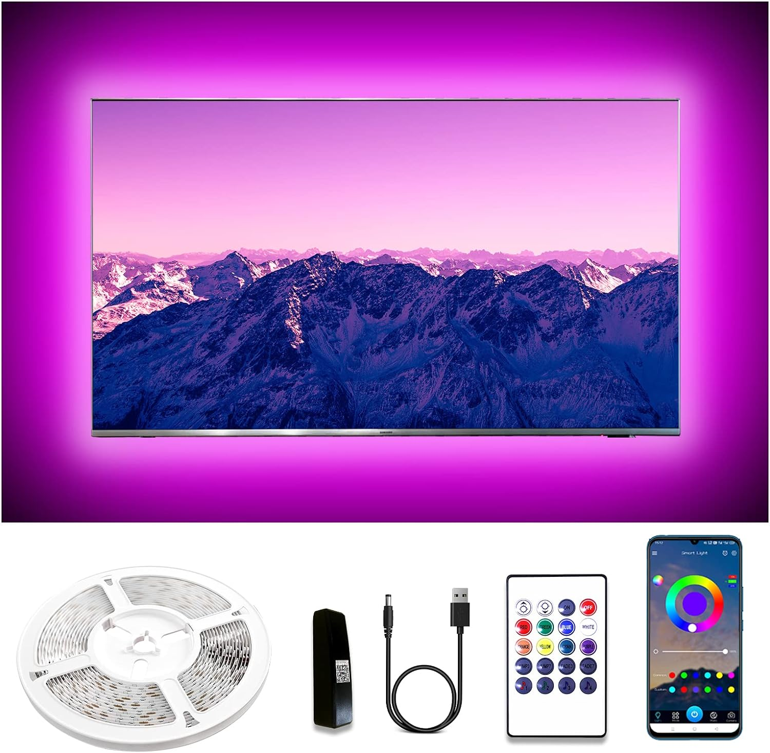Led Strip Lights for 32-54 Inch TV, 8.2Ft TV Lights behind USB TV, RGB TV Backli-image