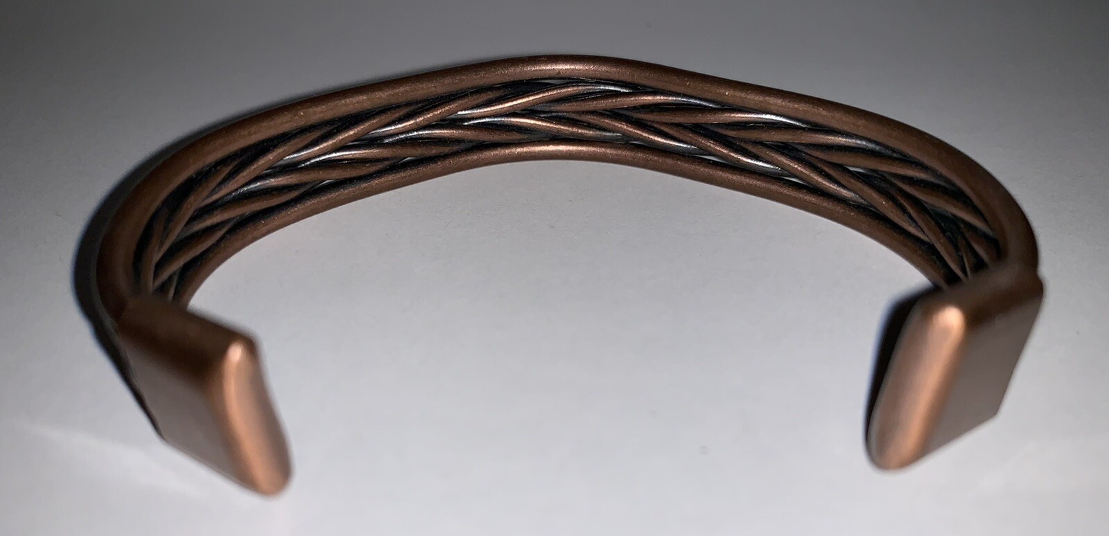 Solid Copper Braided Wave Woven Twisted Cuff Brac… - image 3