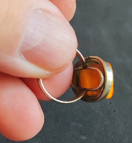 Chic large VINTAGE ring with natural landscape royal amber 1950 - Picture 7 of 11