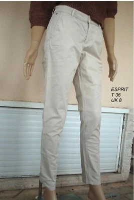 PANTALON HABILLE BEIGE DE MARQUE @ ESPRIT @ SLIM NEUF T 36/38 UK 8 - Photo 1/4