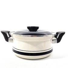 Vintage Regal Porcelain on Steel Cookware Hand Painted Pot Made in Japan 3Qt