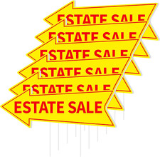 6PCS Estate Sale Signs with Stakes Double Sided Yellow Estate Sale Directional A