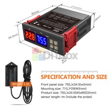 12V 24V 110-220V STC-3028 Dual LED Temperature Humidity Control Thermostat Probe