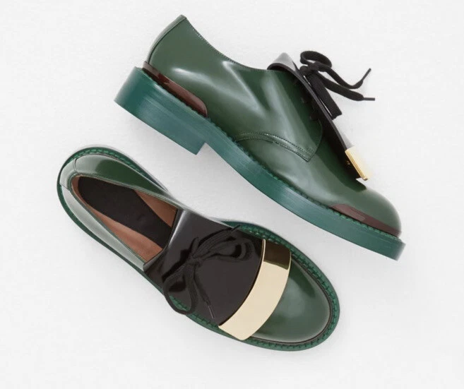 Marni leather Derby Shoes metal tongue pine/green size | eBay