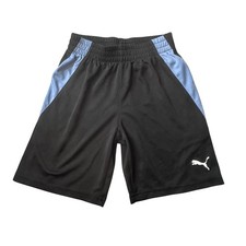 Puma Shorts Kids Size 7 Black Blue PBS24-08553 Athletic Mesh Activewear Logo