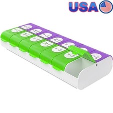 Weekly AM PM Pill Organizer Dual Compartment Removable Tray Easy Access New