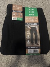 Weatherproof Vintage Men's 38x30 Canvas Fleece Lined Utility Pants Black F1062