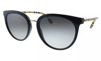 New Burberry Willow BE 4316 385311 Black Plastic Sunglasses Grey Gradient Lens
