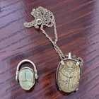 VINTAGE STERLING SILVER SCARAB RING SIZE 3 18.5" NECKLACE SET KALI SET #7980